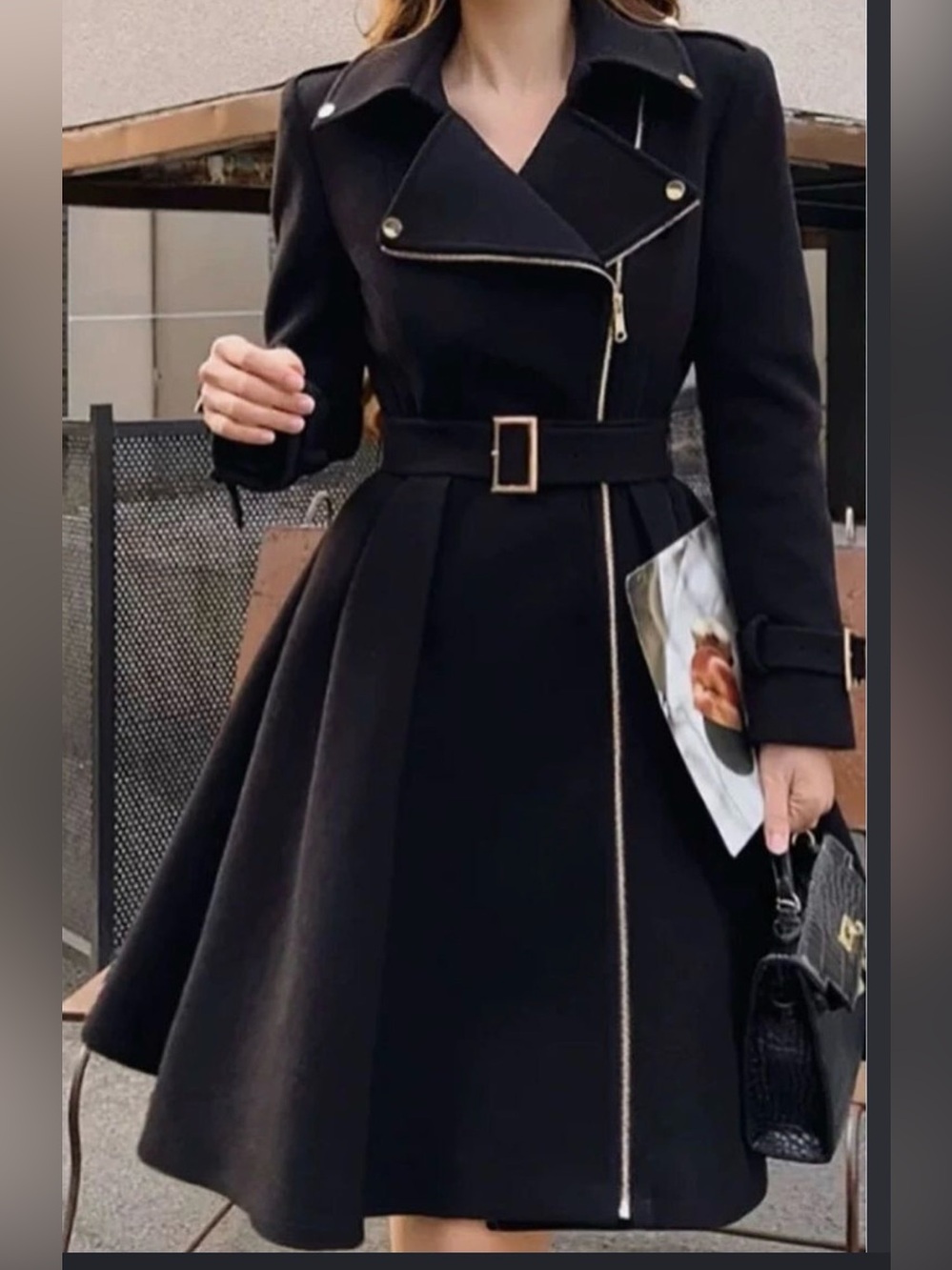 Ted Baker Black Fit-and-Flare coat